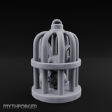 Captured Rabbit In Birdcage Miniature for Dungeons and Dragons, Pathfinder or other TTRPGs
