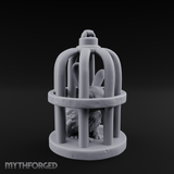 Captured Rabbit In Birdcage Miniature for Dungeons and Dragons, Pathfinder or other TTRPGs
