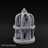Captured Rabbit In Birdcage Miniature for Dungeons and Dragons, Pathfinder or other TTRPGs