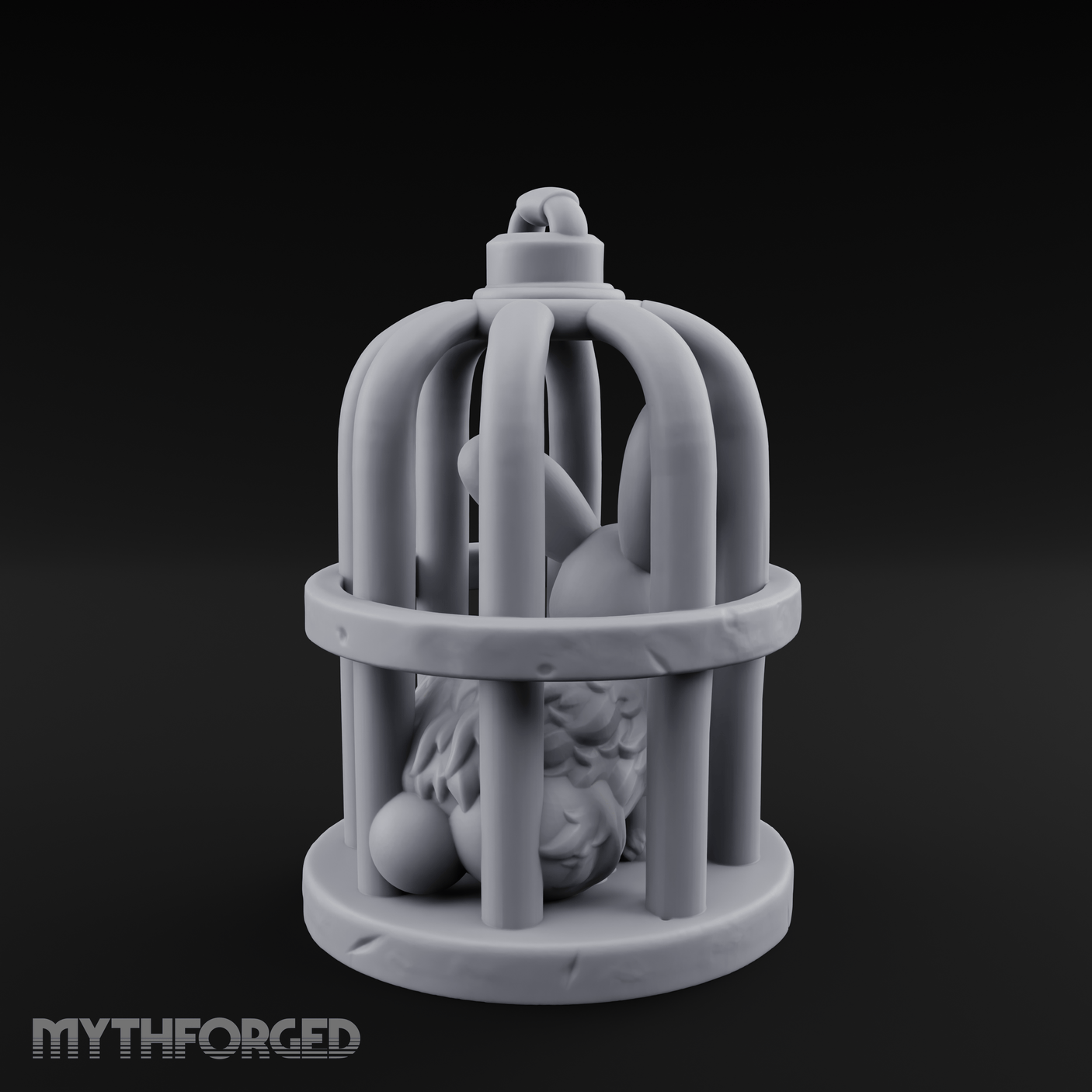 Captured Rabbit In Birdcage Miniature for Dungeons and Dragons, Pathfinder or other TTRPGs