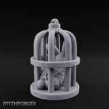 Captured Rabbit In Birdcage Miniature for Dungeons and Dragons, Pathfinder or other TTRPGs