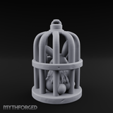 Captured Rabbit In Birdcage Miniature for Dungeons and Dragons, Pathfinder or other TTRPGs