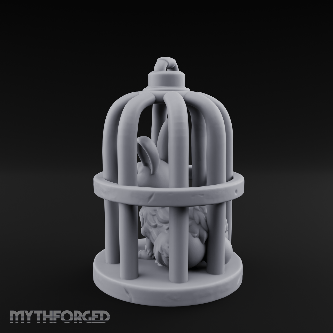 Captured Rabbit In Birdcage Miniature for Dungeons and Dragons, Pathfinder or other TTRPGs
