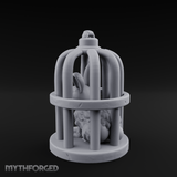 Captured Rabbit In Birdcage Miniature for Dungeons and Dragons, Pathfinder or other TTRPGs