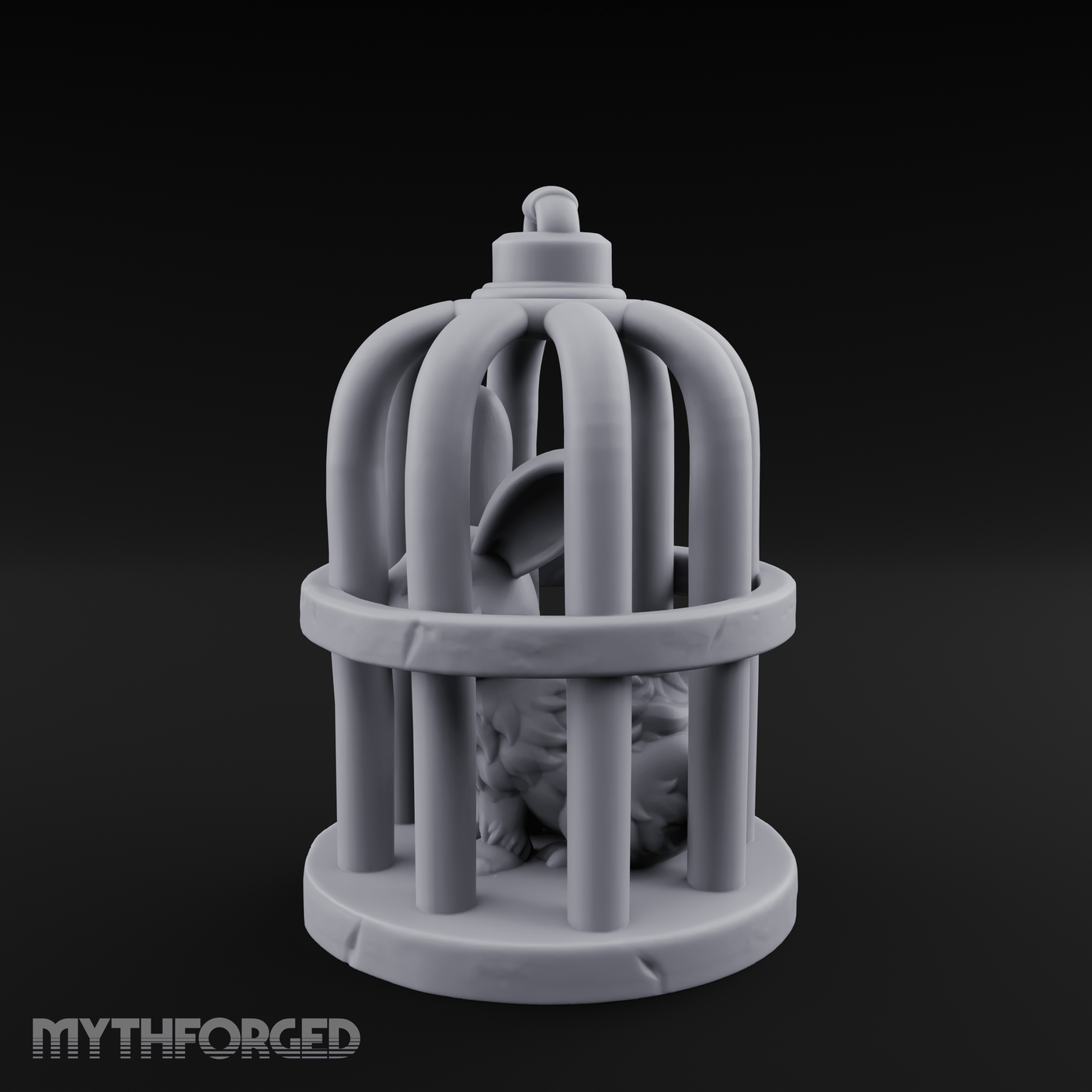 Captured Rabbit In Birdcage Miniature for Dungeons and Dragons, Pathfinder or other TTRPGs