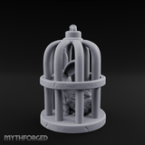 Captured Rabbit In Birdcage Miniature for Dungeons and Dragons, Pathfinder or other TTRPGs