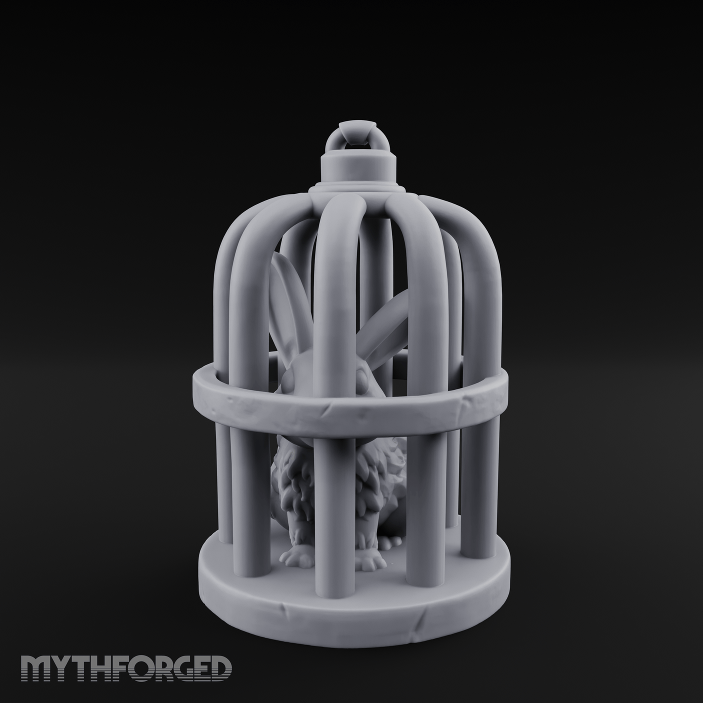 Captured Rabbit In Birdcage Miniature for Dungeons and Dragons, Pathfinder or other TTRPGs