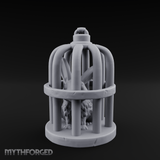Captured Rabbit In Birdcage Miniature for Dungeons and Dragons, Pathfinder or other TTRPGs