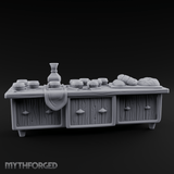 Feast-Laden Tavern Serving Counter Miniature for Dungeons and Dragons, Pathfinder or other TTRPGs