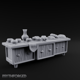Feast-Laden Tavern Serving Counter Miniature for Dungeons and Dragons, Pathfinder or other TTRPGs