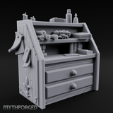Supply-Stocked Merchant's Shelf Cabinet Miniature for Dungeons and Dragons, Pathfinder or other TTRPGs