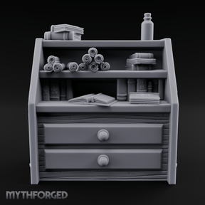 Scroll-Filled Scholar's Cabinet Miniature for Dungeons and Dragons, Pathfinder or other TTRPGs