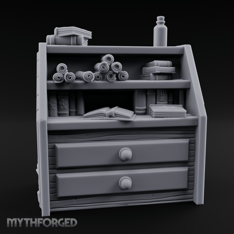 Scroll-Filled Scholar's Cabinet Miniature for Dungeons and Dragons, Pathfinder or other TTRPGs