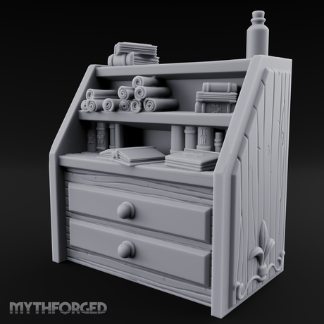 Scroll-Filled Scholar's Cabinet Miniature for Dungeons and Dragons, Pathfinder or other TTRPGs