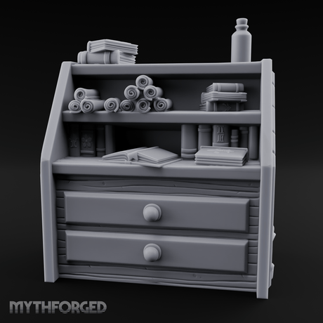 Scroll-Filled Scholar's Cabinet Miniature for Dungeons and Dragons, Pathfinder or other TTRPGs