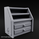 Empty-Shelved Storage Chest Drawers Miniature for Dungeons and Dragons, Pathfinder or other TTRPGs