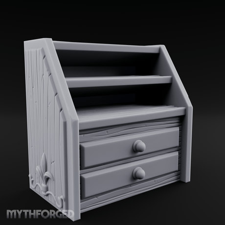 Empty-Shelved Storage Chest Drawers Miniature for Dungeons and Dragons, Pathfinder or other TTRPGs