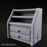 Empty-Shelved Storage Chest Drawers Miniature for Dungeons and Dragons, Pathfinder or other TTRPGs