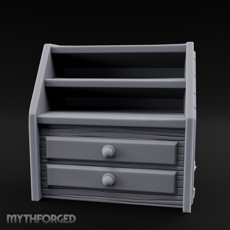 Empty-Shelved Storage Chest Drawers Miniature for Dungeons and Dragons, Pathfinder or other TTRPGs