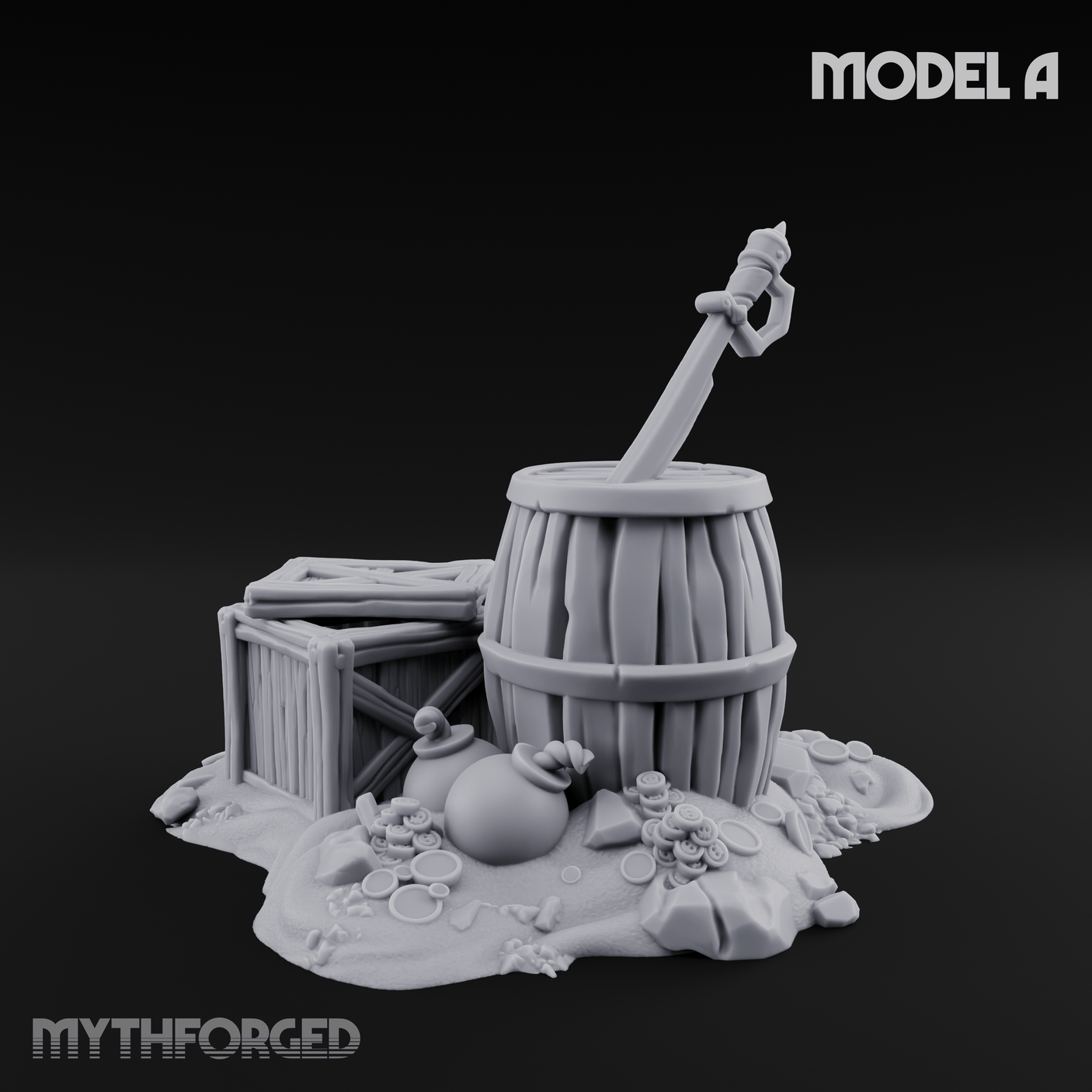 Wrecked Shipwreck Debris Miniature for Dungeons and Dragons, Pathfinder or other TTRPGs