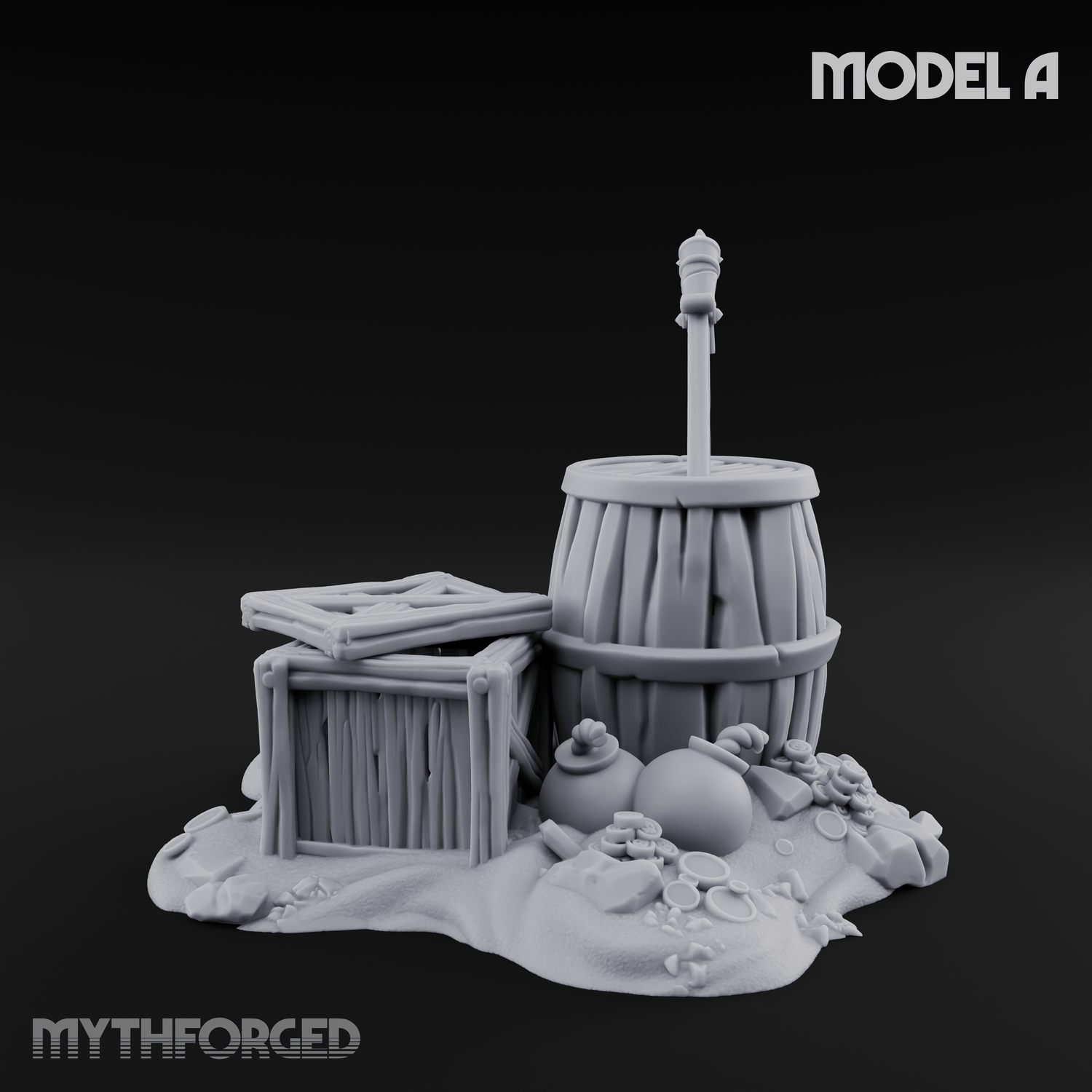 Wrecked Shipwreck Debris A Miniature for Dungeons and Dragons, Pathfinder or other TTRPGs