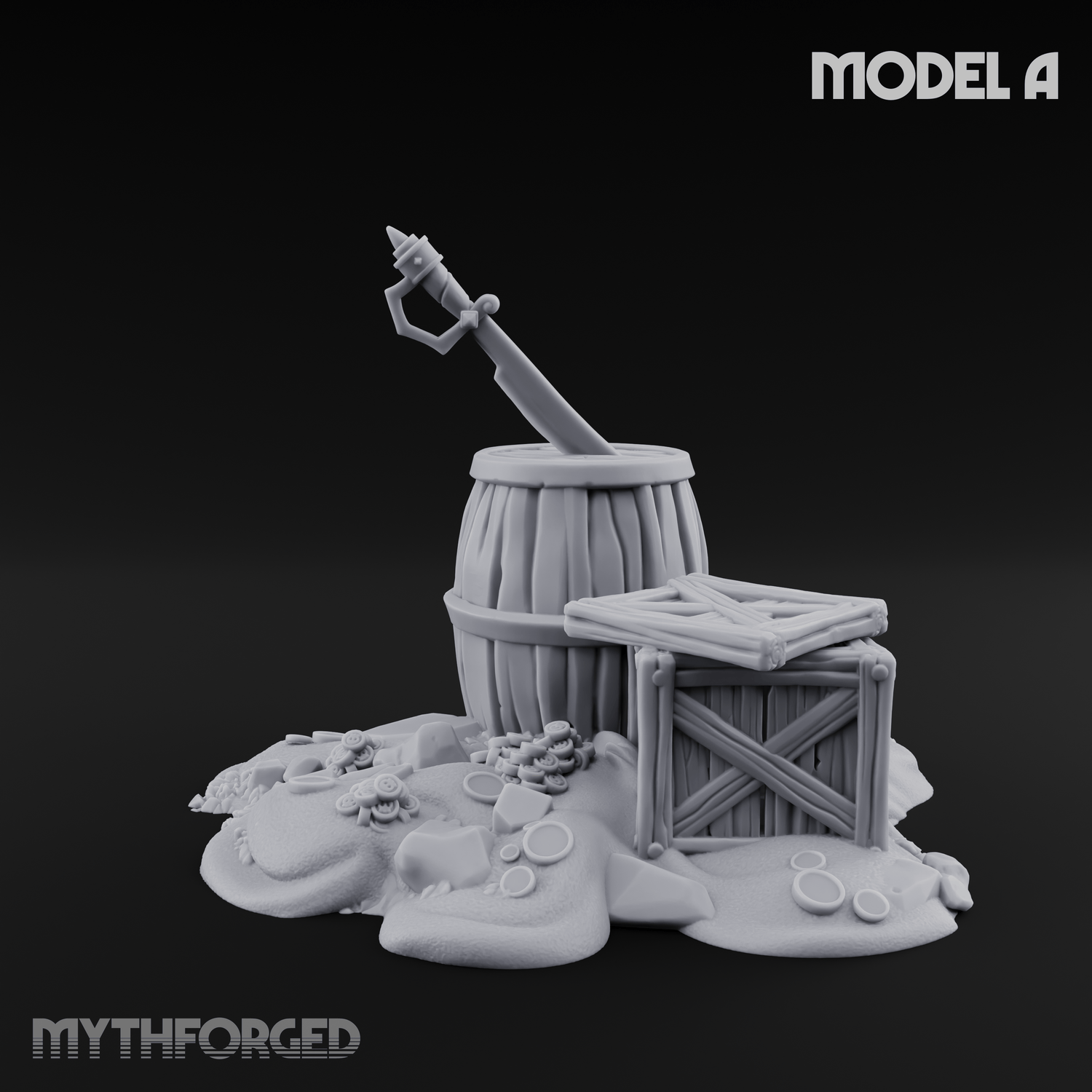 Wrecked Shipwreck Debris A Miniature for Dungeons and Dragons, Pathfinder or other TTRPGs
