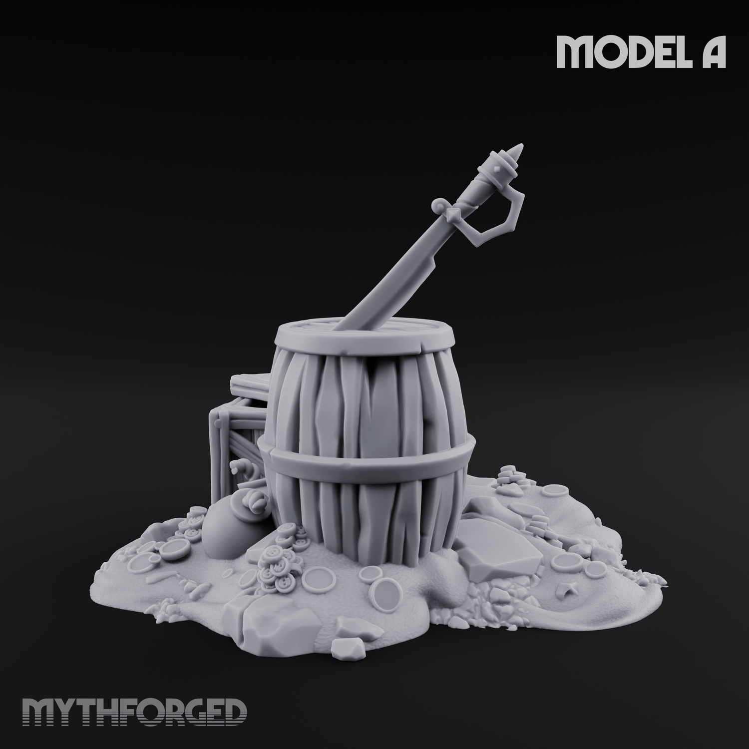 Wrecked Shipwreck Debris A Miniature for Dungeons and Dragons, Pathfinder or other TTRPGs