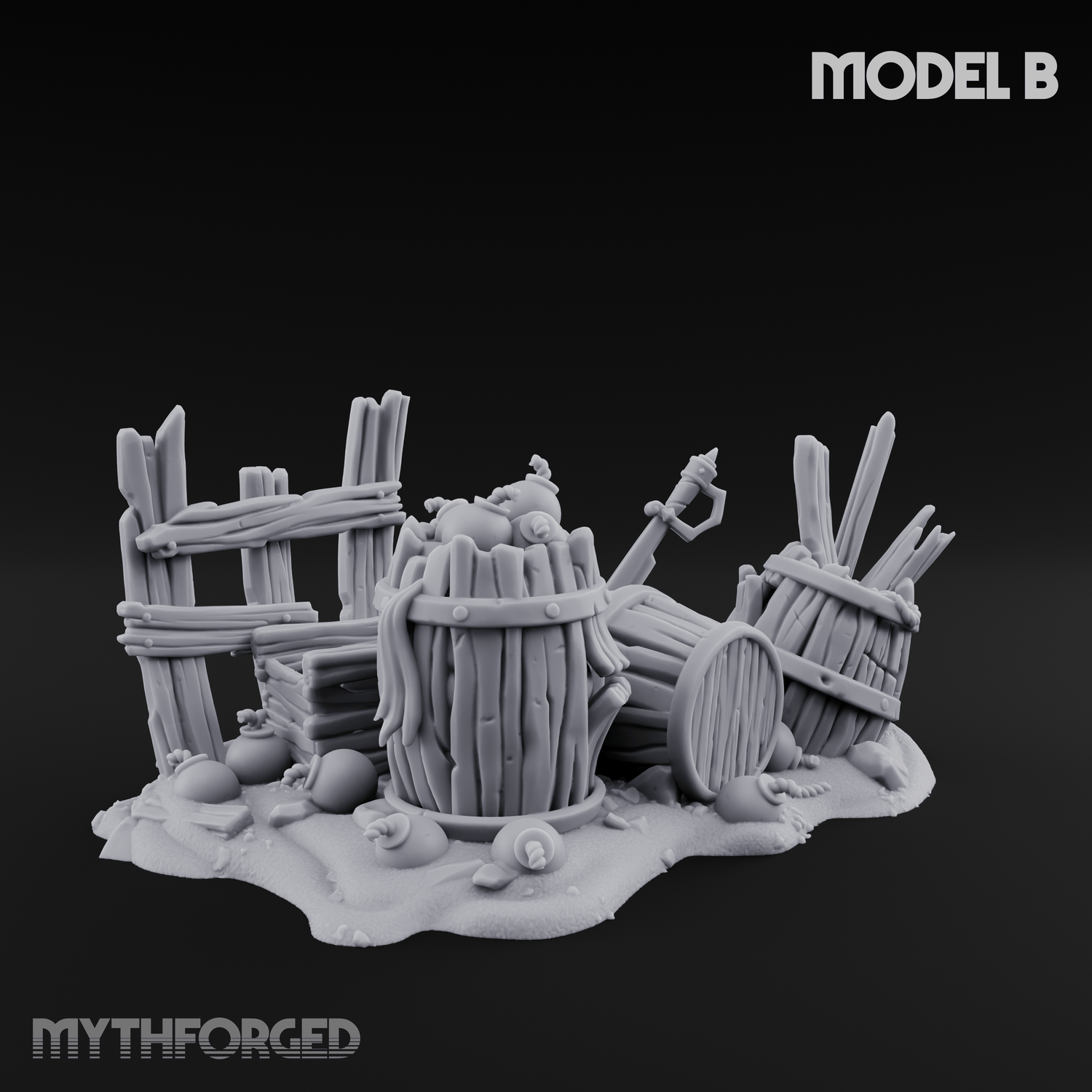 Wrecked Shipwreck Debris B Miniature for Dungeons and Dragons, Pathfinder or other TTRPGs