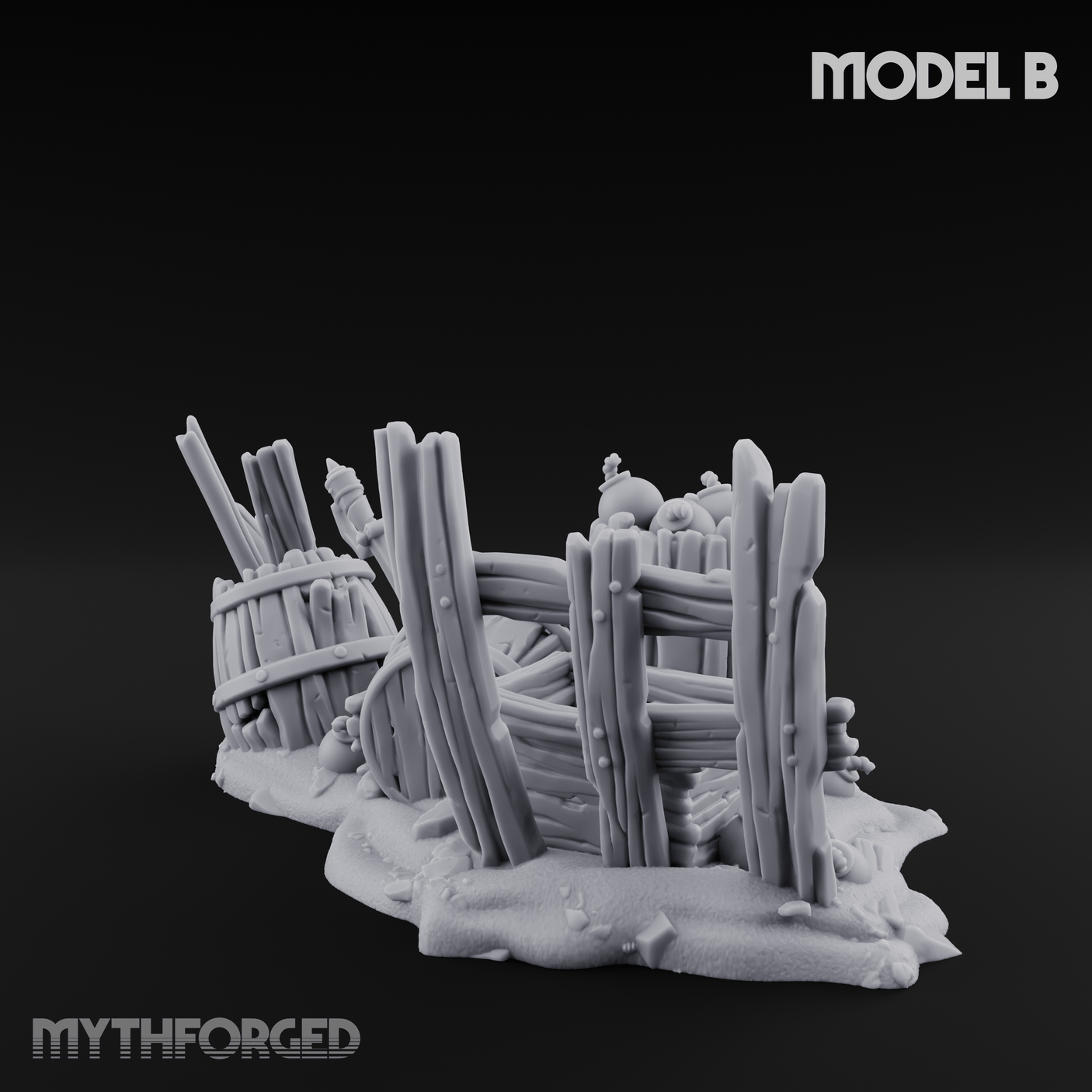 Wrecked Shipwreck Debris B Miniature for Dungeons and Dragons, Pathfinder or other TTRPGs