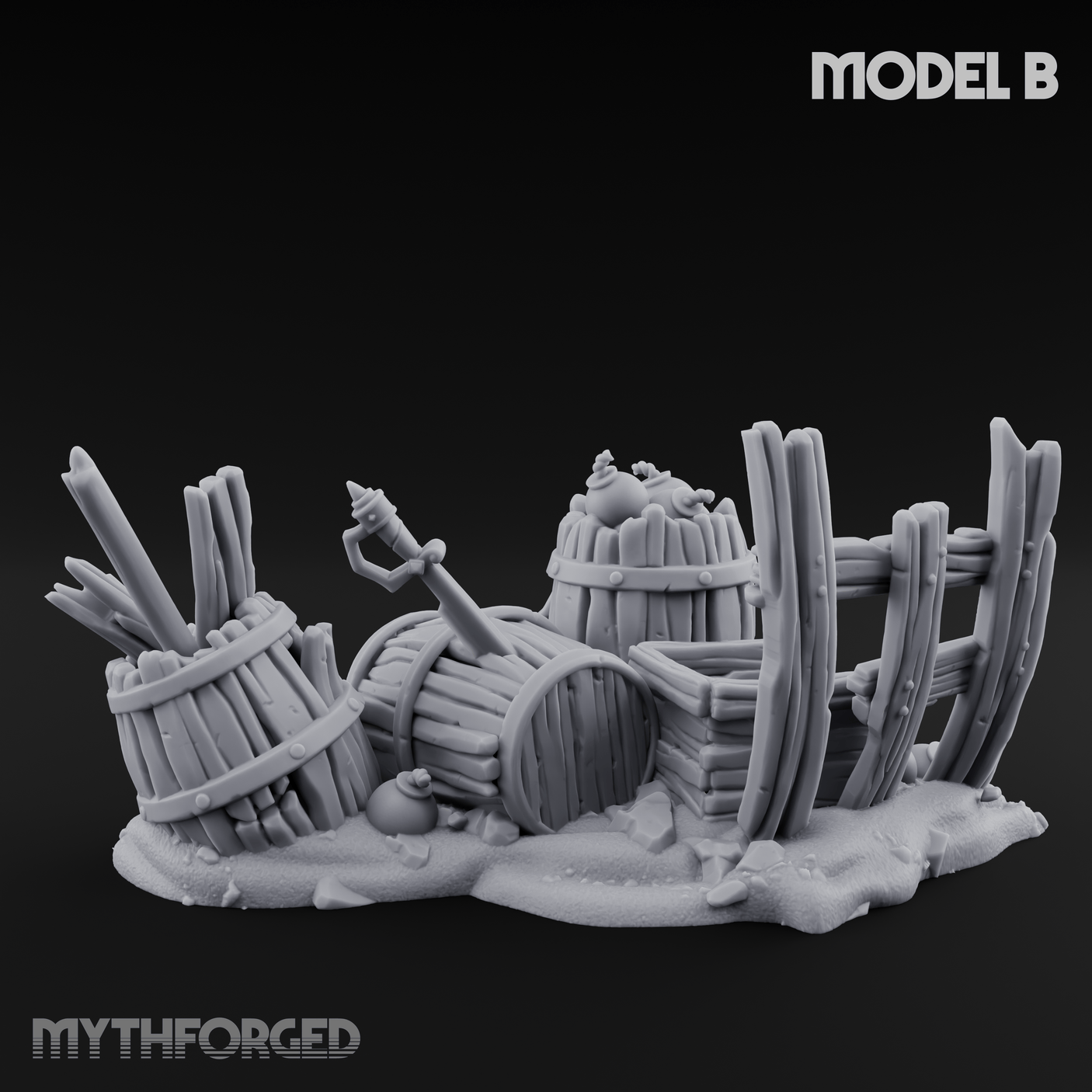 Wrecked Shipwreck Debris B Miniature for Dungeons and Dragons, Pathfinder or other TTRPGs