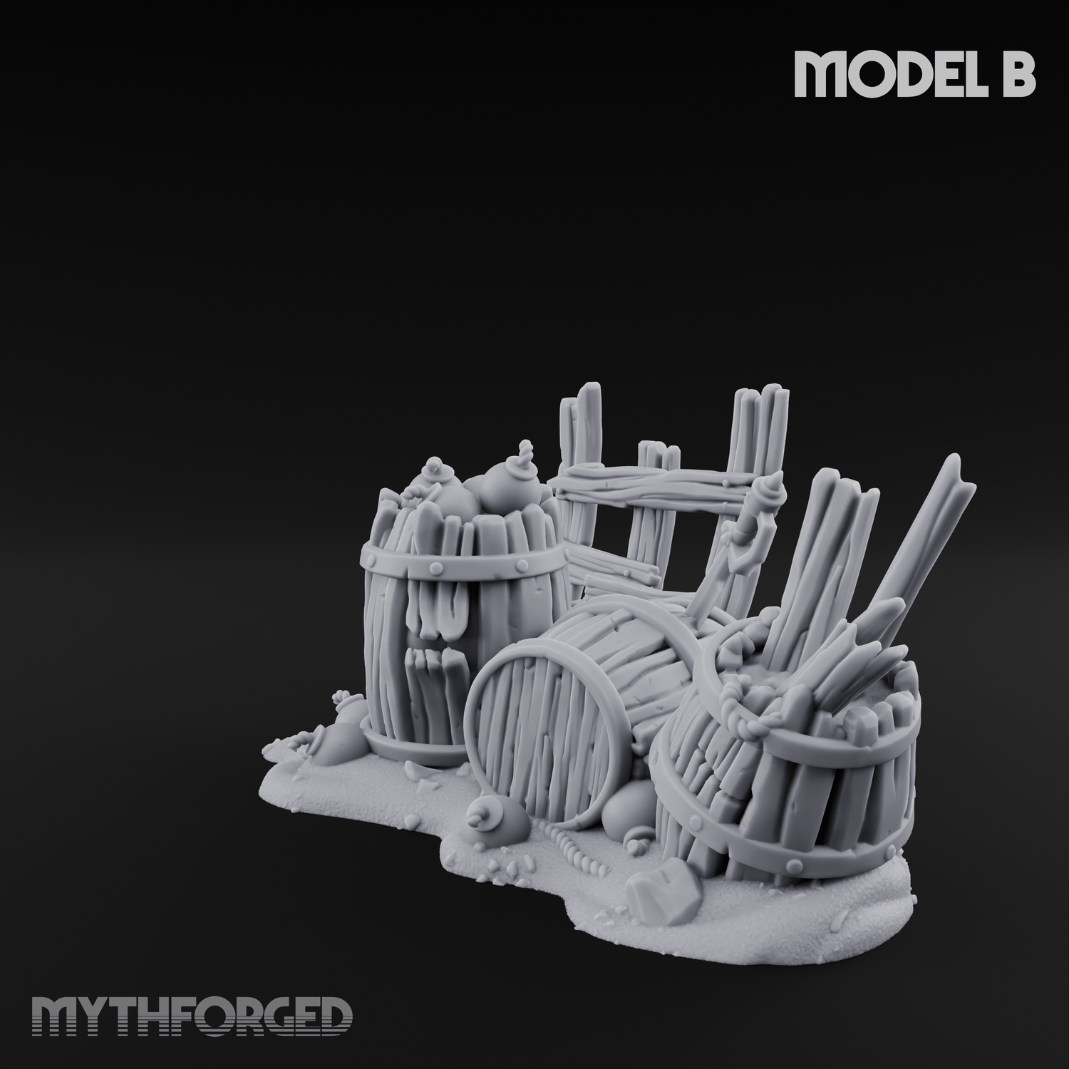 Wrecked Shipwreck Debris B Miniature for Dungeons and Dragons, Pathfinder or other TTRPGs