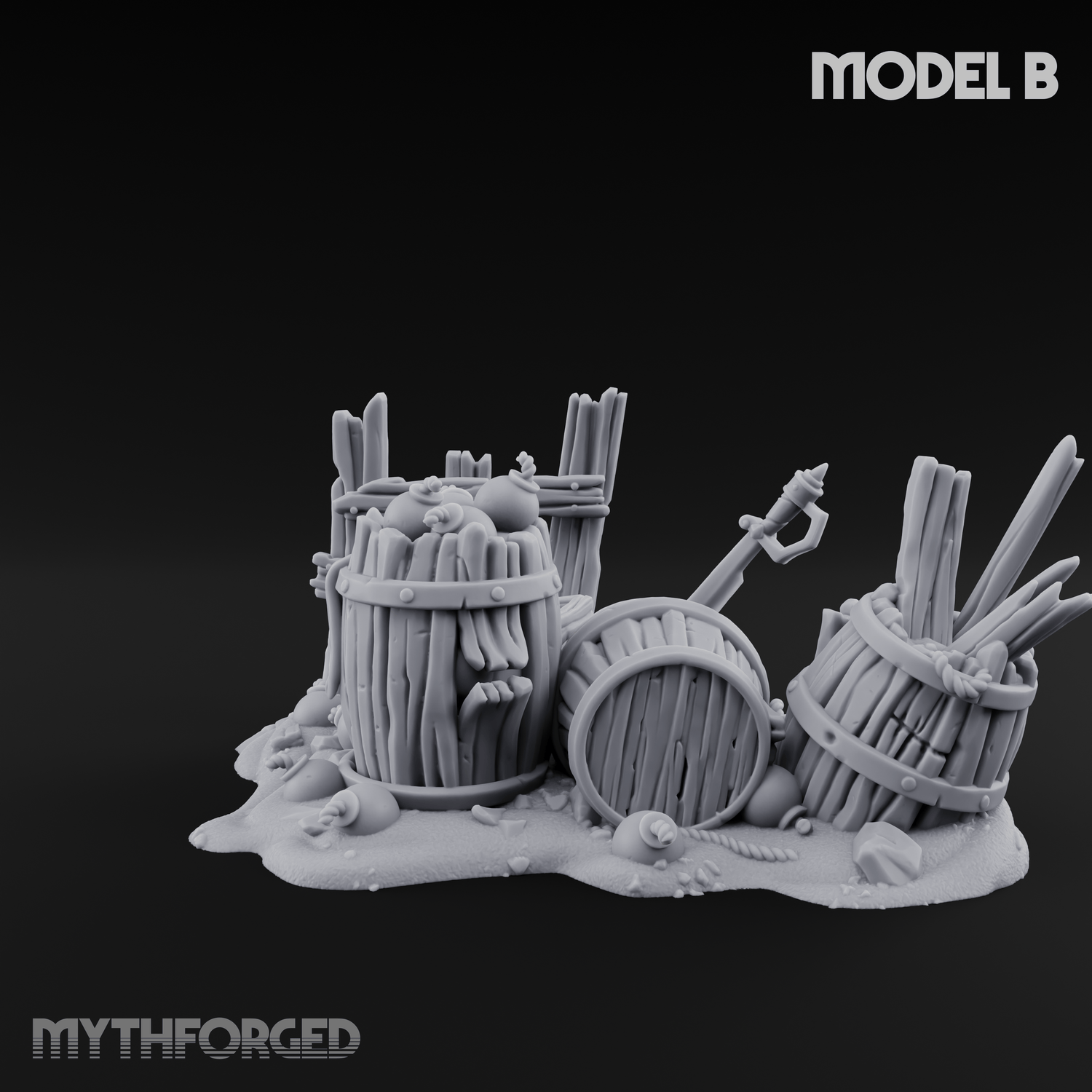 Wrecked Shipwreck Debris B Miniature for Dungeons and Dragons, Pathfinder or other TTRPGs