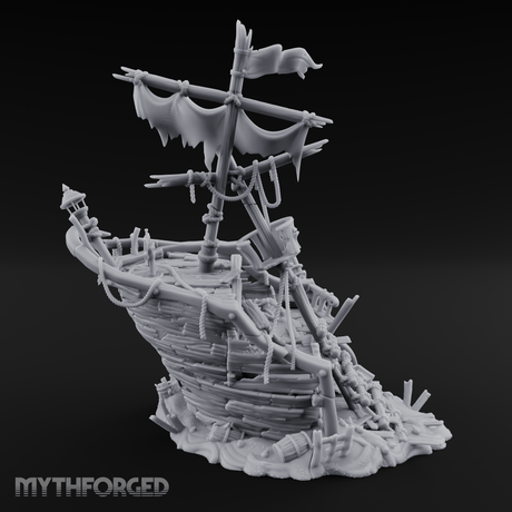 Wrecked Pirate Ship Miniature for Dungeons and Dragons, Pathfinder or other TTRPGs