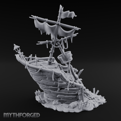 Wrecked Pirate Ship Miniature for Dungeons and Dragons, Pathfinder or other TTRPGs