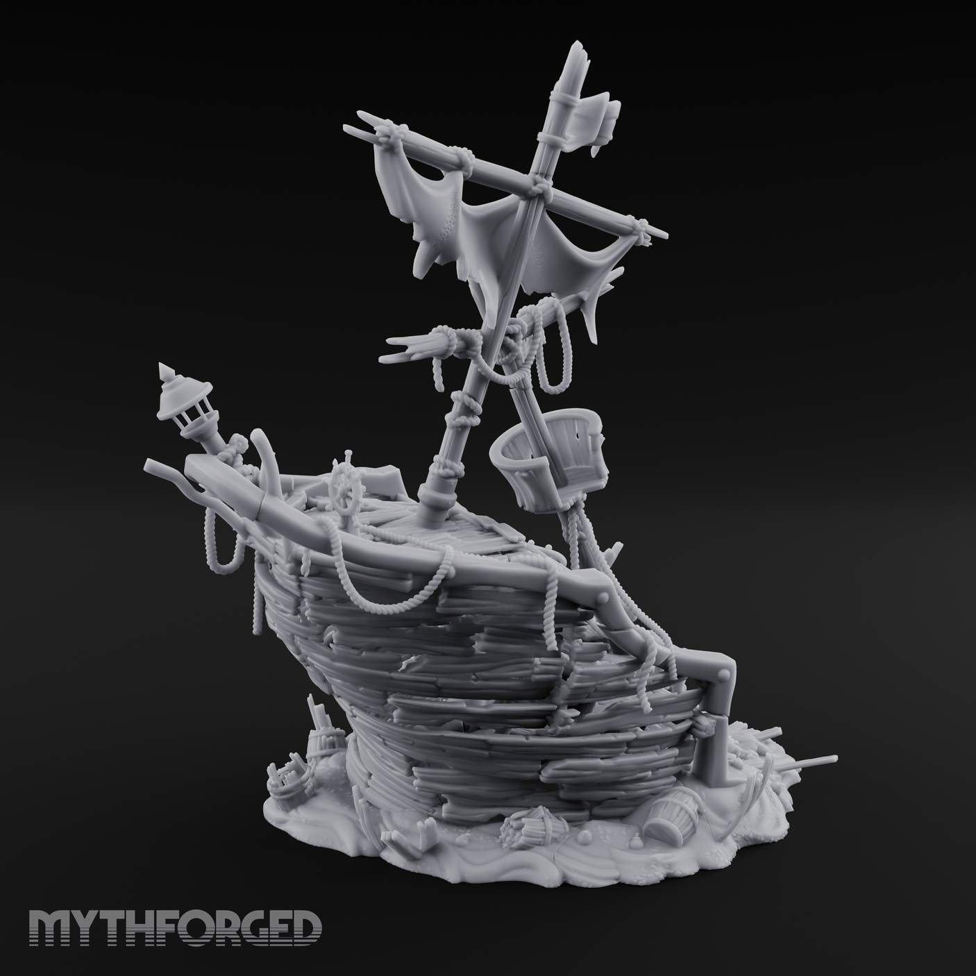 Wrecked Pirate Ship Miniature for Dungeons and Dragons, Pathfinder or other TTRPGs