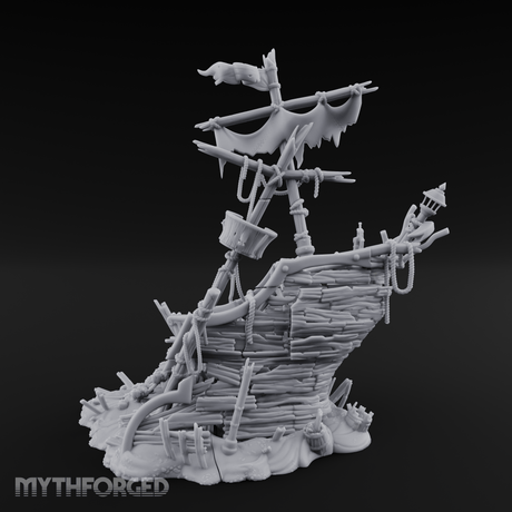 Wrecked Pirate Ship Miniature for Dungeons and Dragons, Pathfinder or other TTRPGs