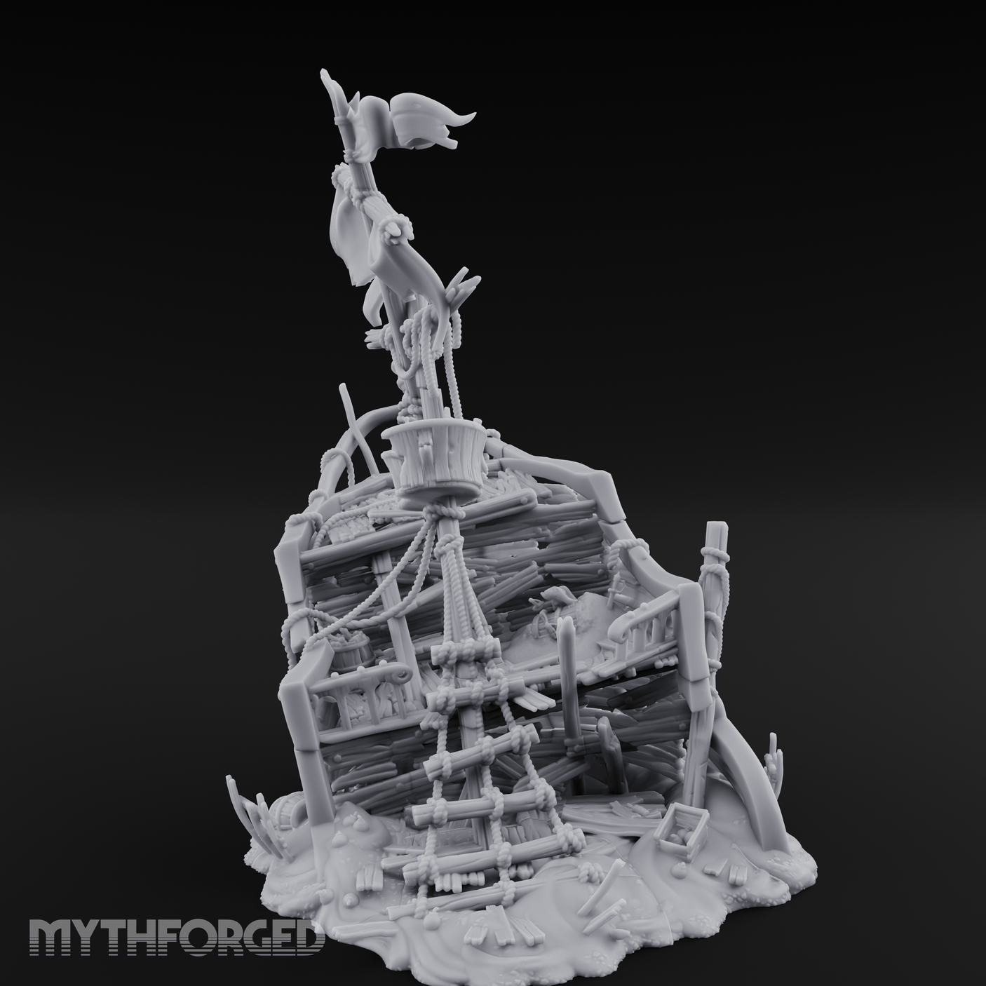 Wrecked Pirate Ship Miniature for Dungeons and Dragons, Pathfinder or other TTRPGs