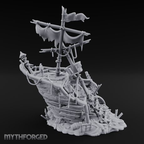Wrecked Pirate Ship Miniature for Dungeons and Dragons, Pathfinder or other TTRPGs