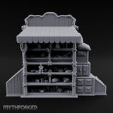 Awning-Topped Market Stall Miniature for Dungeons and Dragons, Pathfinder or other TTRPGs