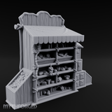 Awning-Topped Market Stall Miniature for Dungeons and Dragons, Pathfinder or other TTRPGs