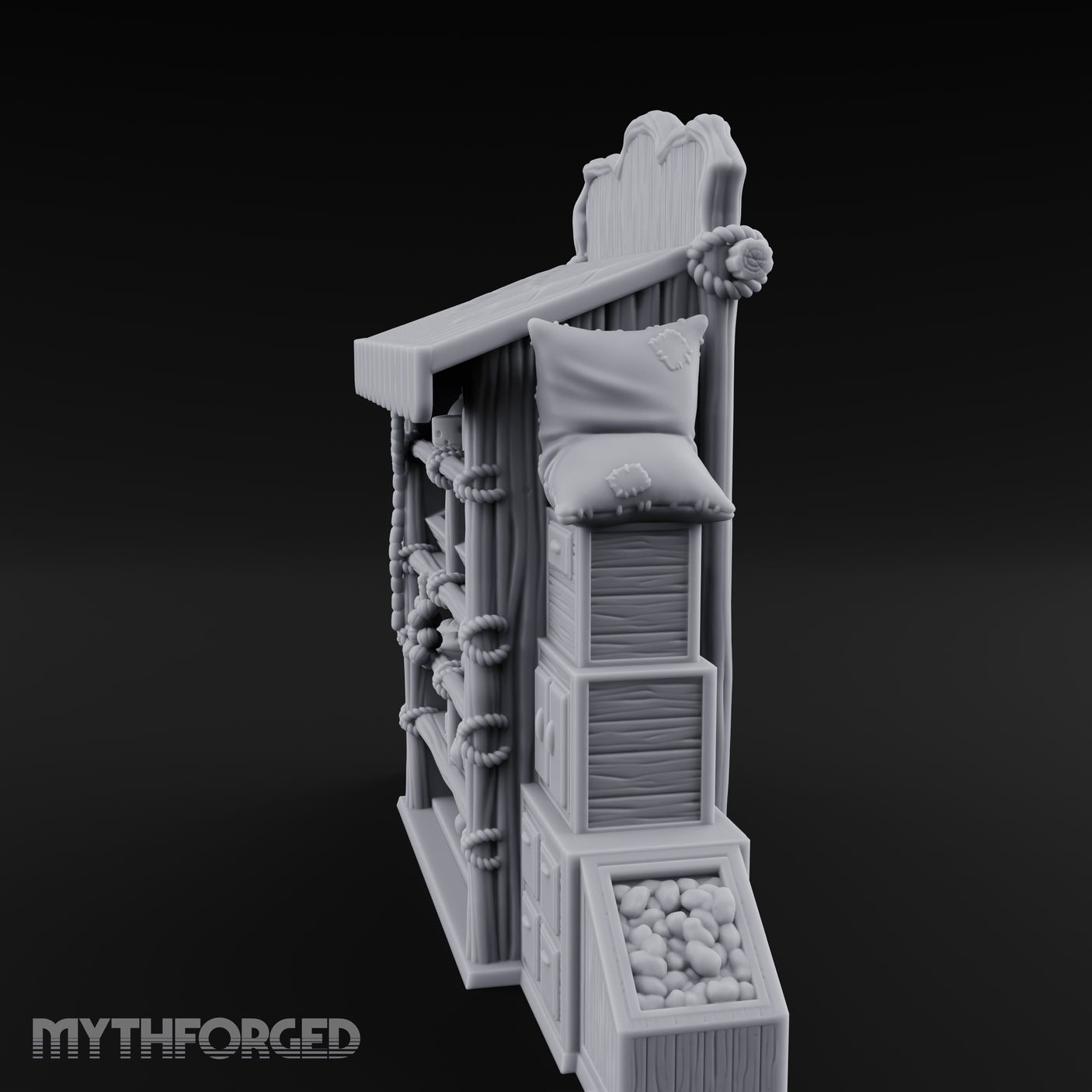 Awning-Topped Market Stall Miniature for Dungeons and Dragons, Pathfinder or other TTRPGs