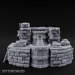 Barrel-Stacked Stone Brewery Washhouse Miniature for Dungeons and Dragons, Pathfinder or other TTRPGs