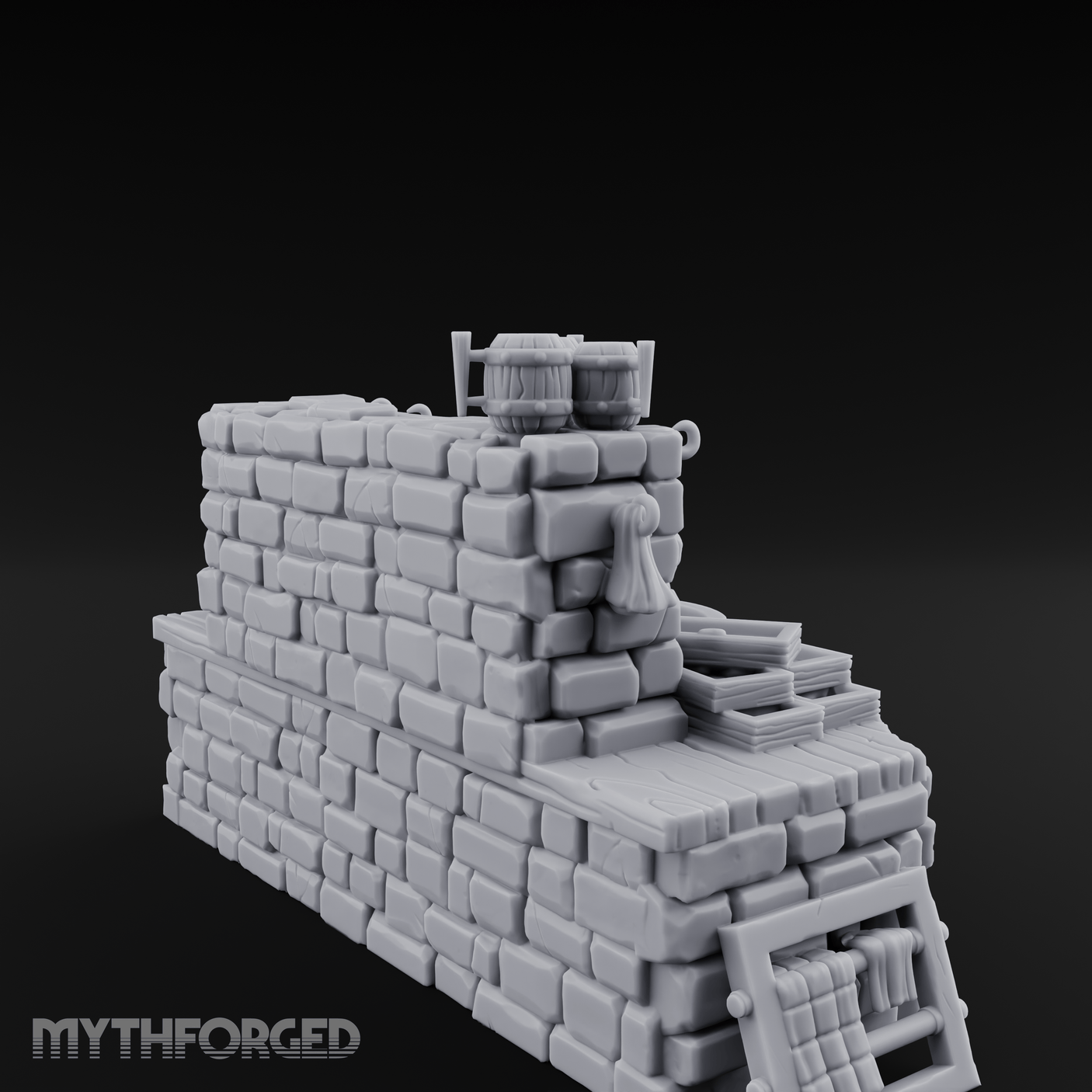 Barrel-Stacked Stone Brewery Washhouse Miniature for Dungeons and Dragons, Pathfinder or other TTRPGs