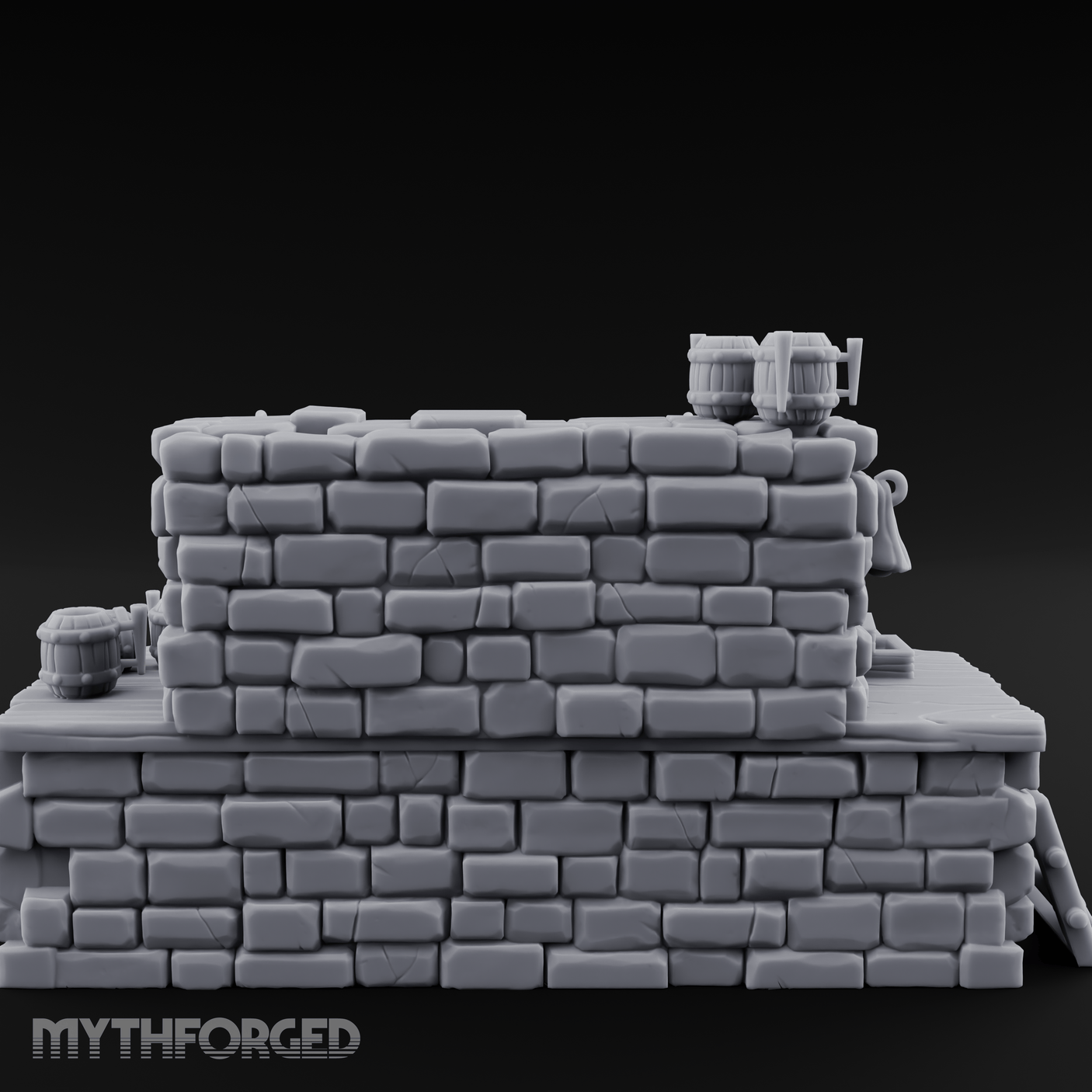 Barrel-Stacked Stone Brewery Washhouse Miniature for Dungeons and Dragons, Pathfinder or other TTRPGs