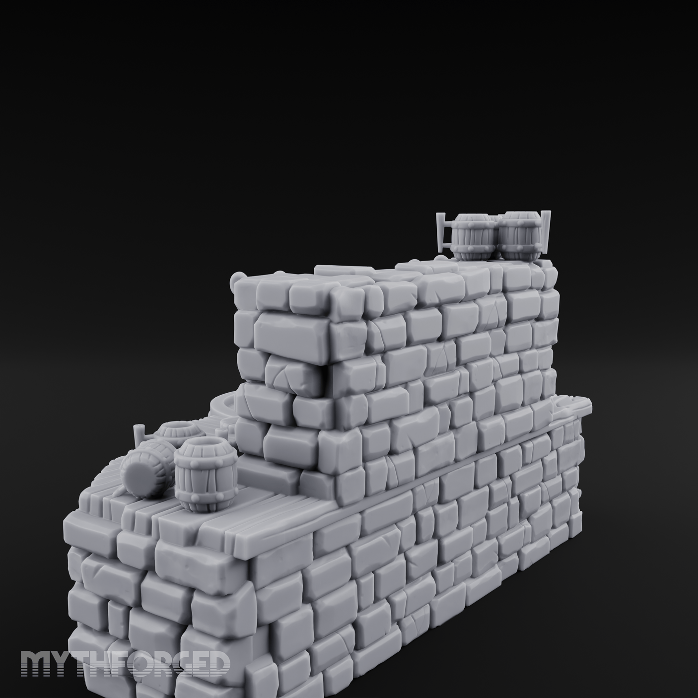 Barrel-Stacked Stone Brewery Washhouse Miniature for Dungeons and Dragons, Pathfinder or other TTRPGs