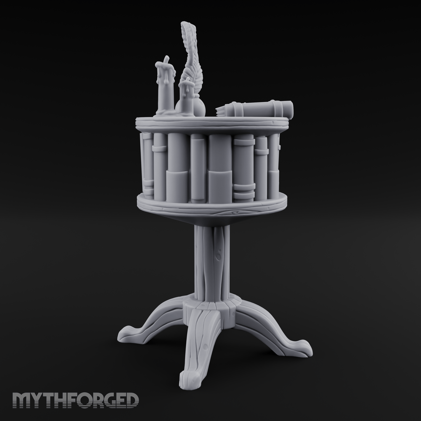 Feather-Crowned Pedestal Lectern Miniature for Dungeons and Dragons, Pathfinder or other TTRPGs