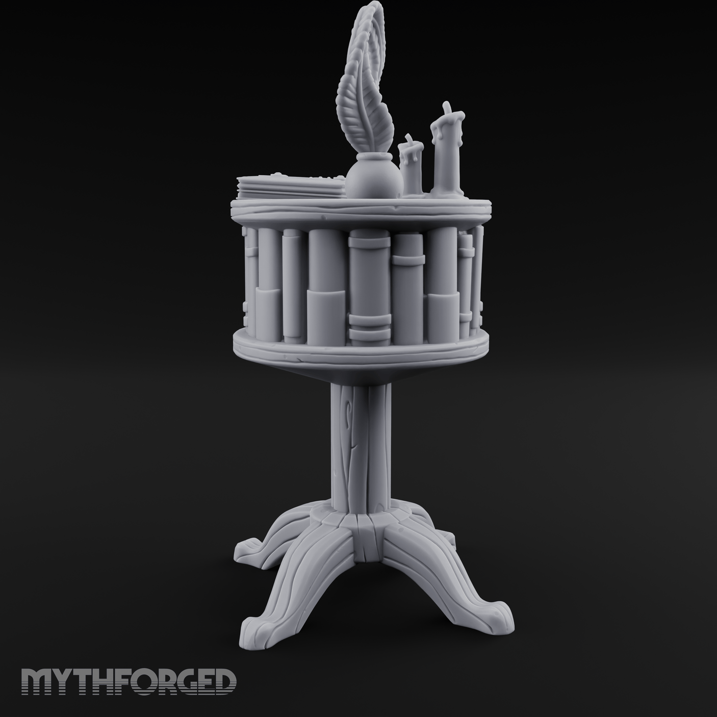 Feather-Crowned Pedestal Lectern Miniature for Dungeons and Dragons, Pathfinder or other TTRPGs