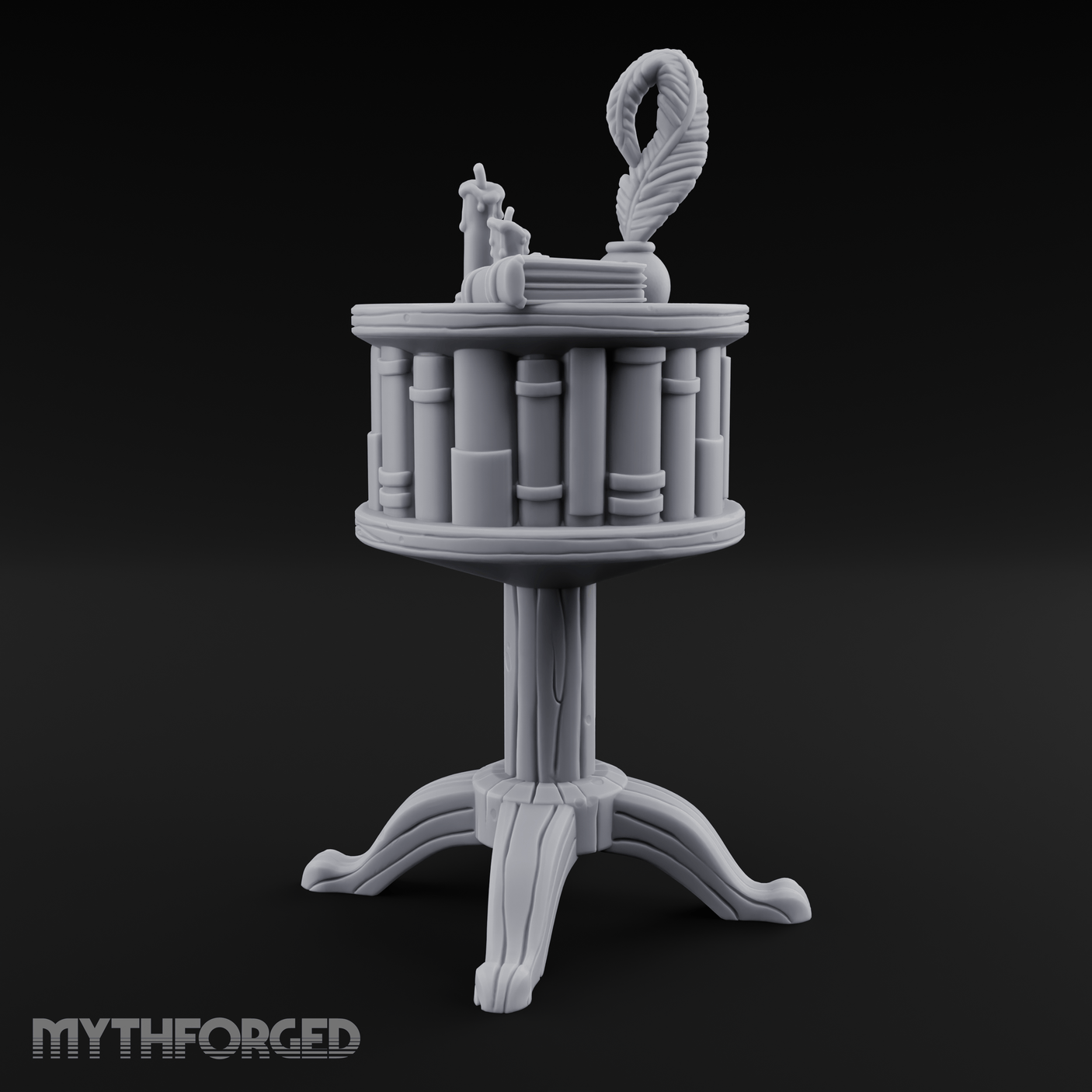 Feather-Crowned Pedestal Lectern Miniature for Dungeons and Dragons, Pathfinder or other TTRPGs