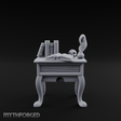 Skull-Crowned Scholar's Writing Desk Miniature for Dungeons and Dragons, Pathfinder or other TTRPGs