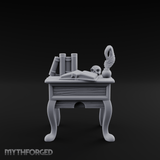 Skull-Crowned Scholar's Writing Desk Miniature for Dungeons and Dragons, Pathfinder or other TTRPGs